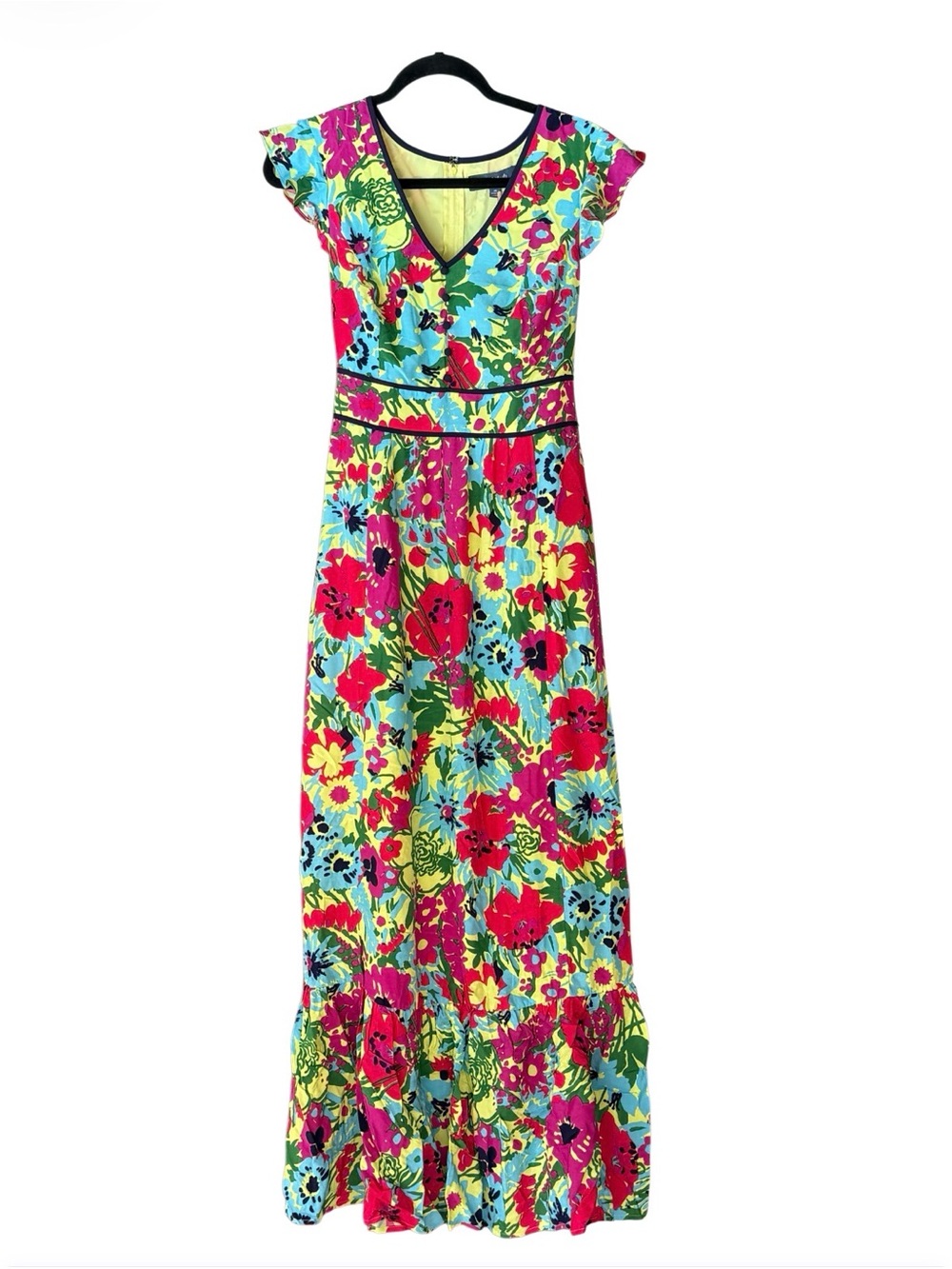 ModCloth Eyes on You Floral Maxi Dress Multicolor Flutter Sleeve NWT M - Picture 2 of 3